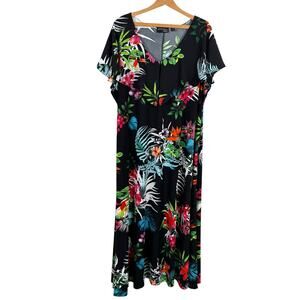 Attitudes by Renee Womens Floral Dress Size 2X Beach Vacation Travel Resort Wear